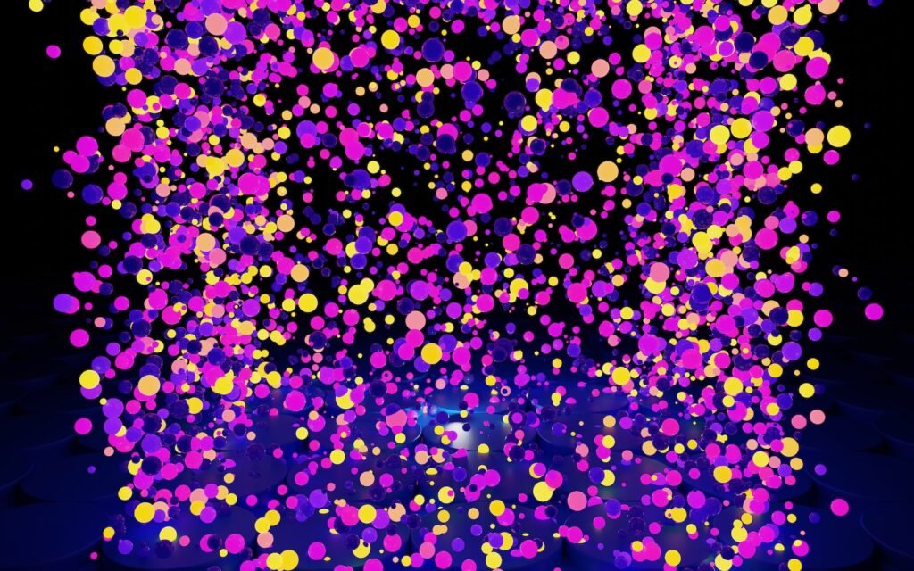 a purple and yellow abstract background with circles